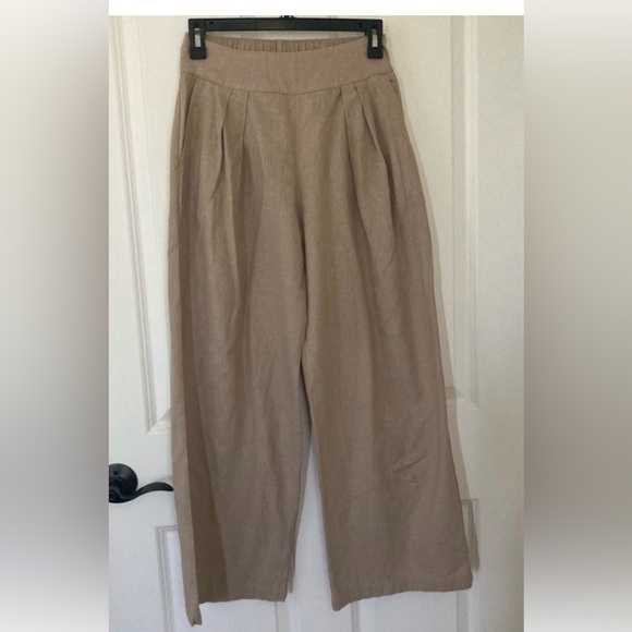 NWT Abercrombie Linen Blend Ultra Wide Leg Pants High Rise Elastic Waist Medium - Picture 9 of 11